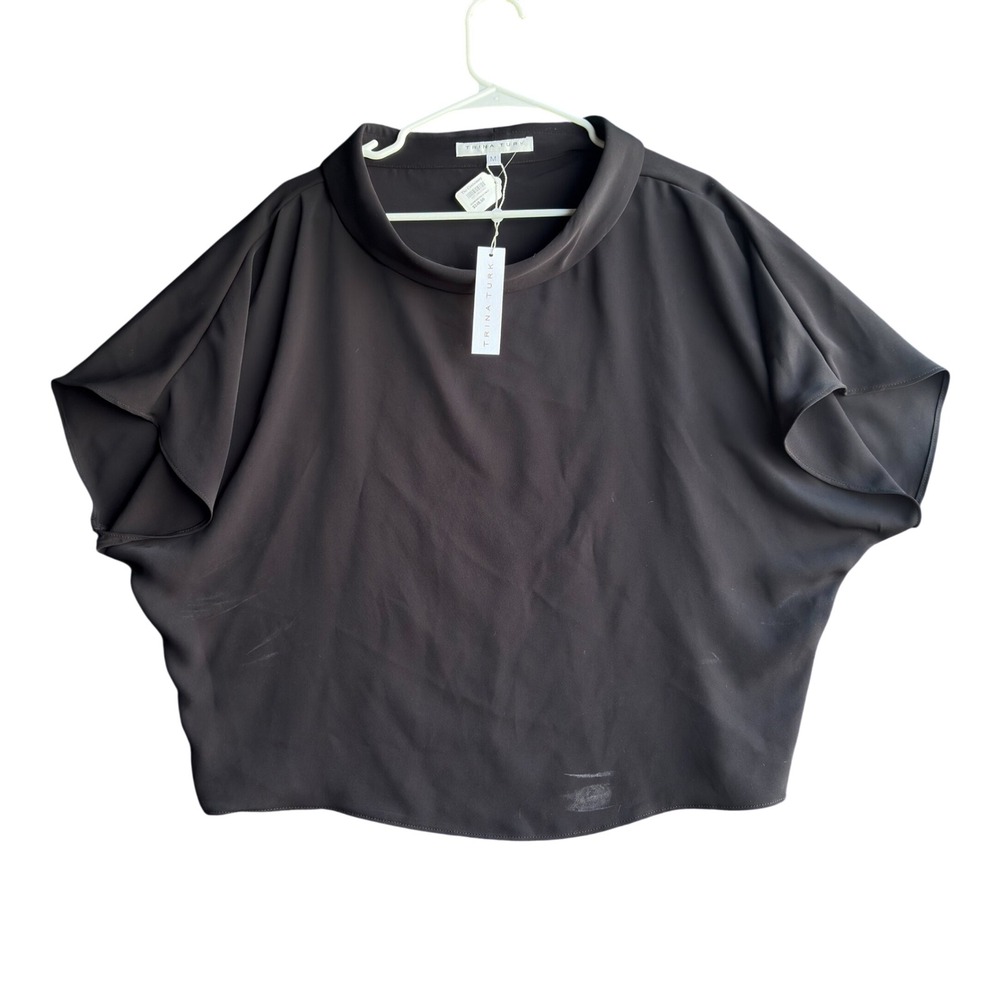 NEW Trina Turk Womens Black Cowl Neck Dolman Sleeve Top Size Medium NWT $248